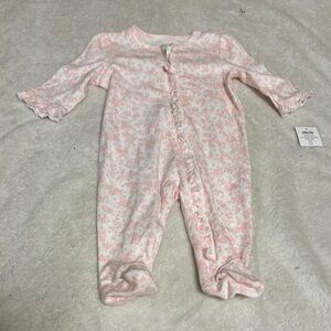 Little Me Pink Floral Ruffle Footed One-Piece